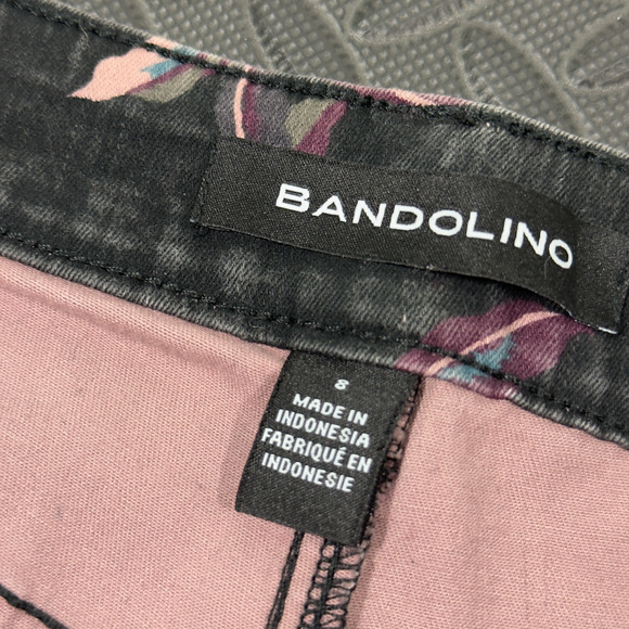 Bandolino Amy Jeans Women's 8 Black Denim Floral Stretch Modern Straight Retro - Picture 5 of 6